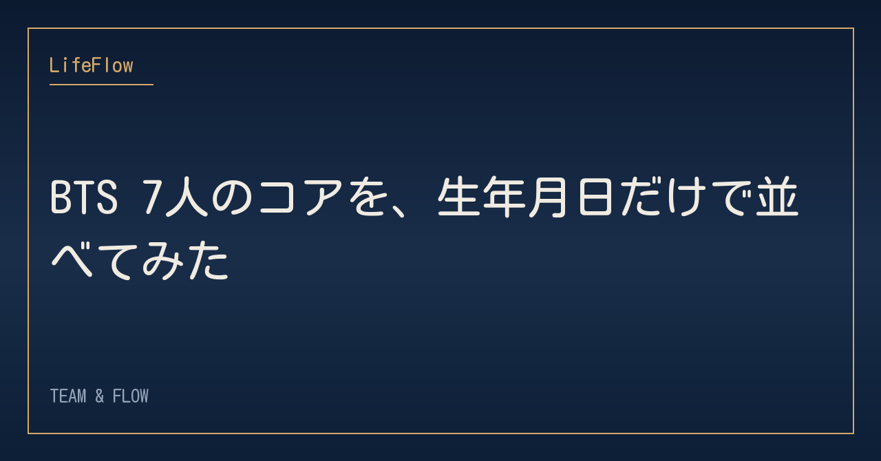 BTS 7人のコアを、生年月日だけで並べてみた